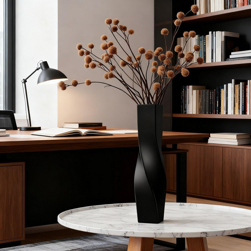 Grand vase de sol géométrique torsadé en céramique pour la décoration intérieure
