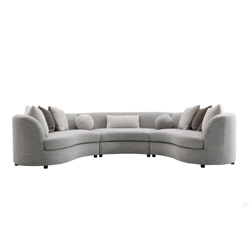 Canapé modulaire Ivria Boucle gris avec 9 coussins