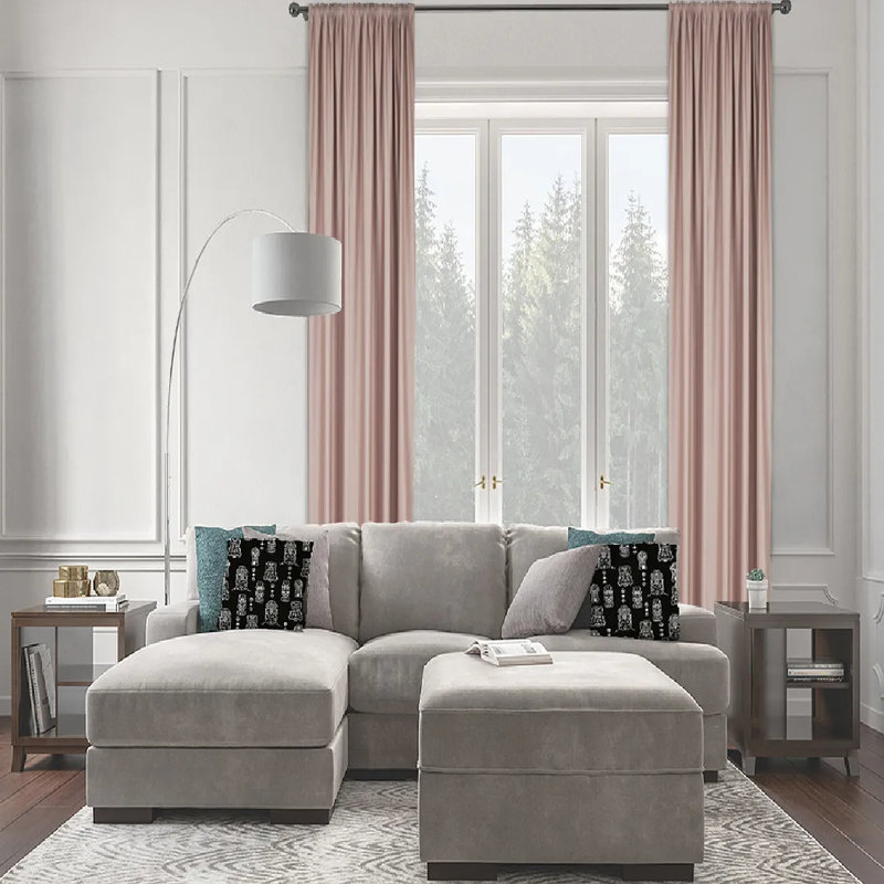 Extra Wide & Extra Long Custom Made Solid Color Room Darkening Single Curtain Panel, 52" W x 264" L, Blush