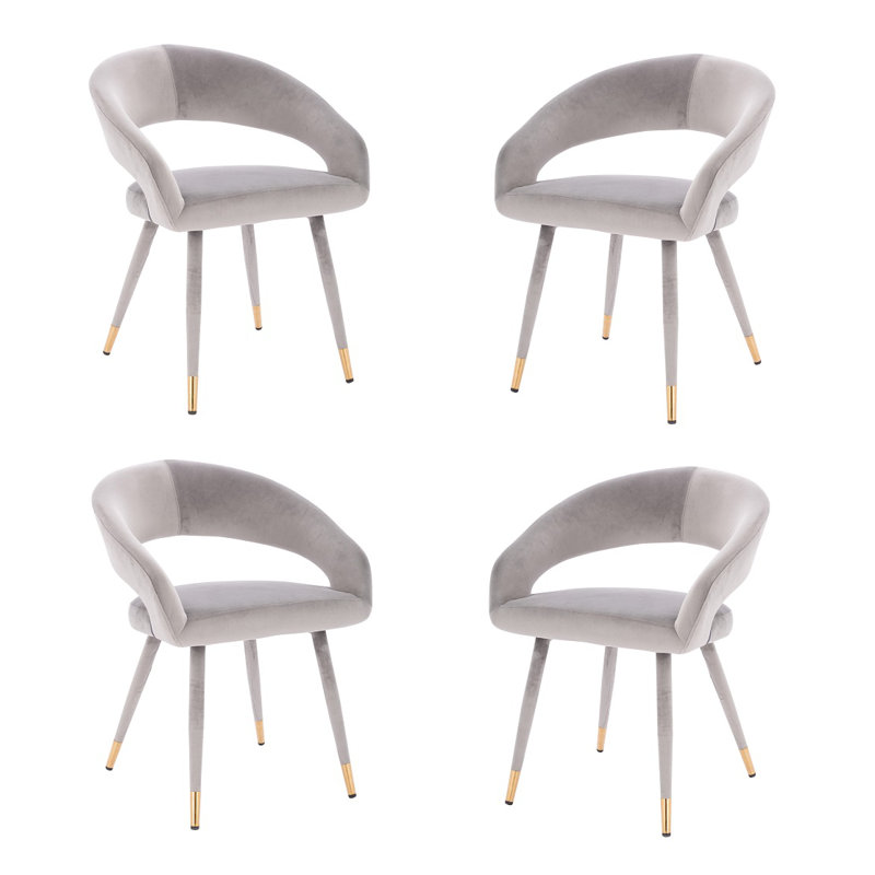 Chaise avec accoudoirs en velours Jaelyne