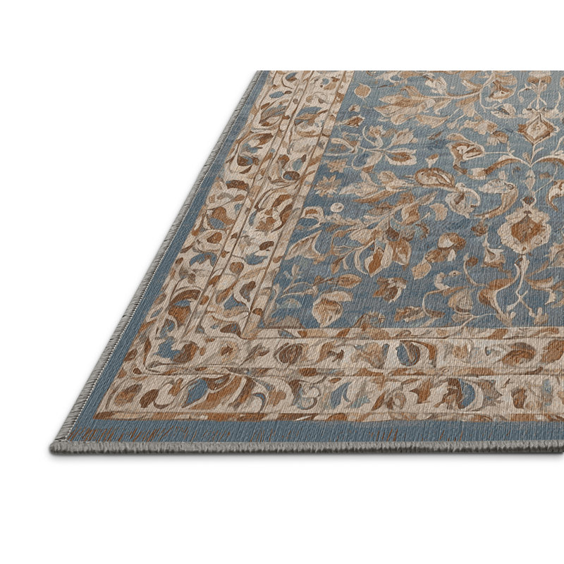 Machine Washable Gray Area Rug, Round 8'