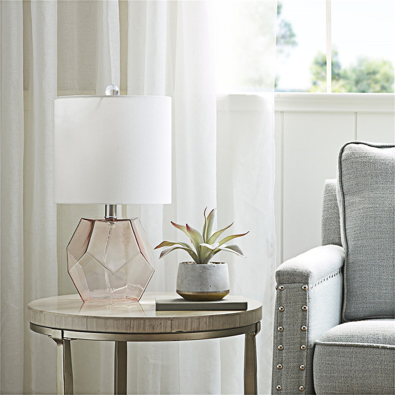 Lampe de table géométrique en verre avec lumière ambiante douce