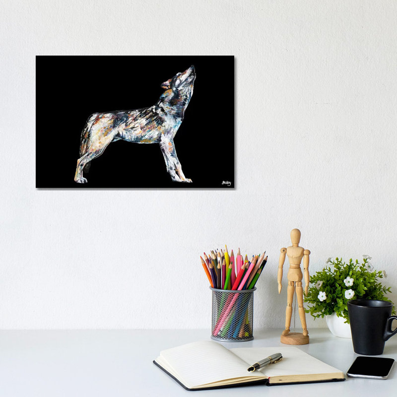 Mishka, Black Background by Becksy - Wrapped Canvas Print, 20.32 cm H x 30.48 cm W