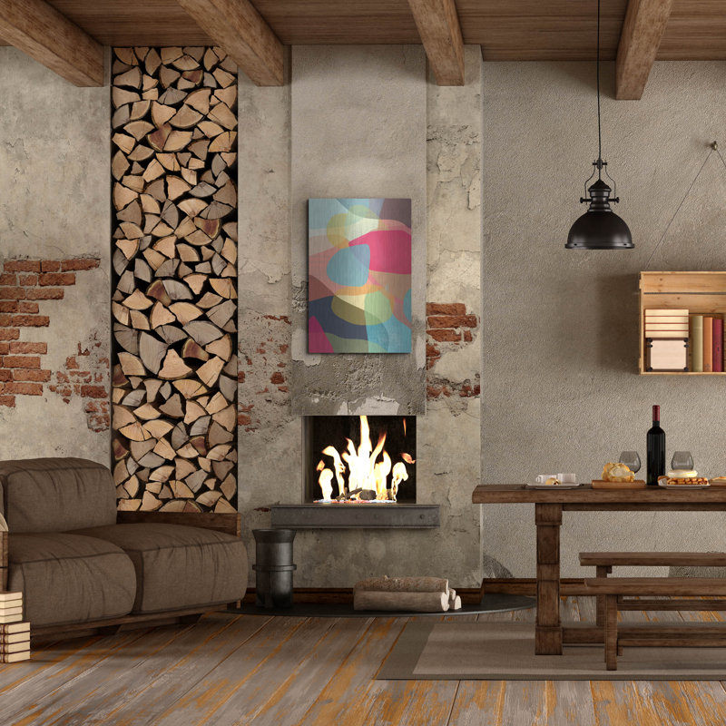 Art mural en métal Latitude Run® «Layered Earth One» par Jan Weiss, H 36 po x l 24 po