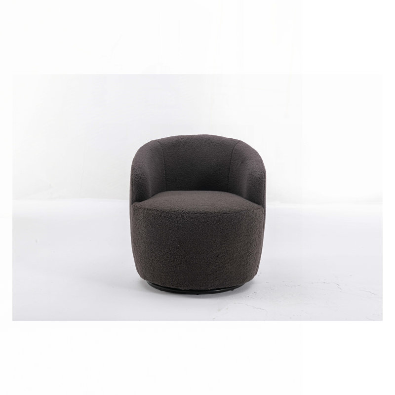 Swivel Barrel Chair, Dark Gray Teddy Fabric