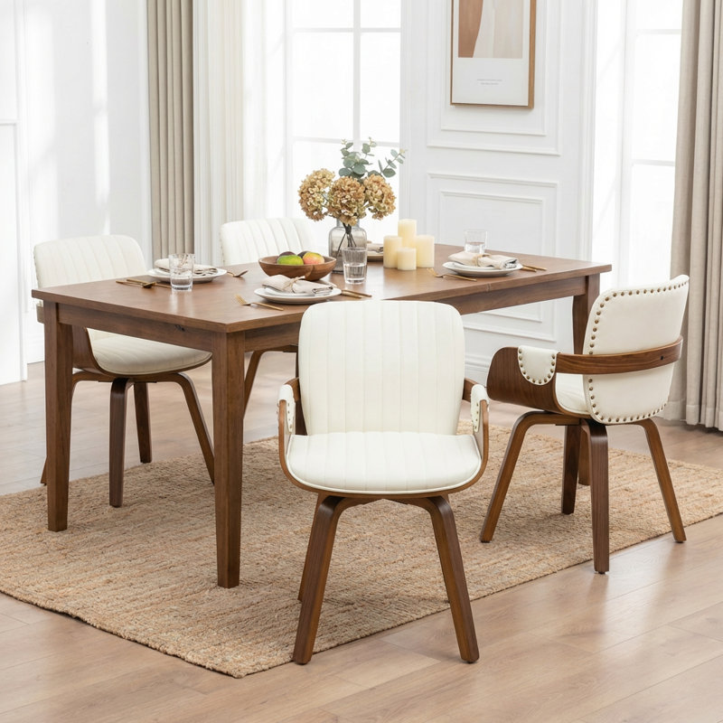 Fauteuil pivotant rembourré en similicuir Dundrod, Blanc