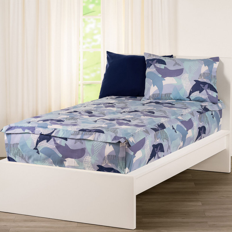 Twin Blue Microfiber Kids Bed in a Bag Set