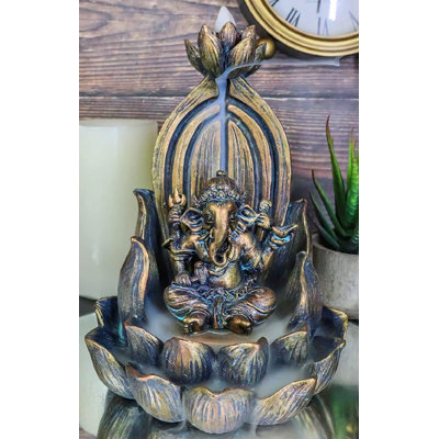 Hindu God Avatar Ganapati Lord Ganesha With 4 Hands Seated On Lotus Throne Smoke Waterfall Backflow Cone Incense Burner Figurine Hinduism Vastu God Of -  Bungalow Rose, BE1665DBC0BC4E08B70D580F82F50B8C