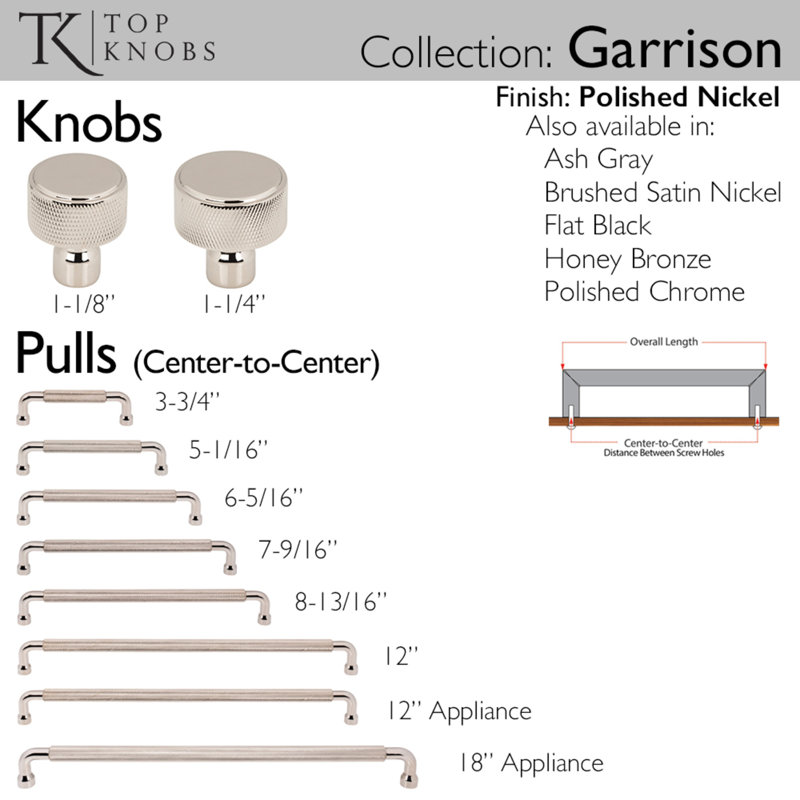 Garrison Knob 1 1/8 Inch Knob, 1 1/8" Knob Diameter, Polished Nickel