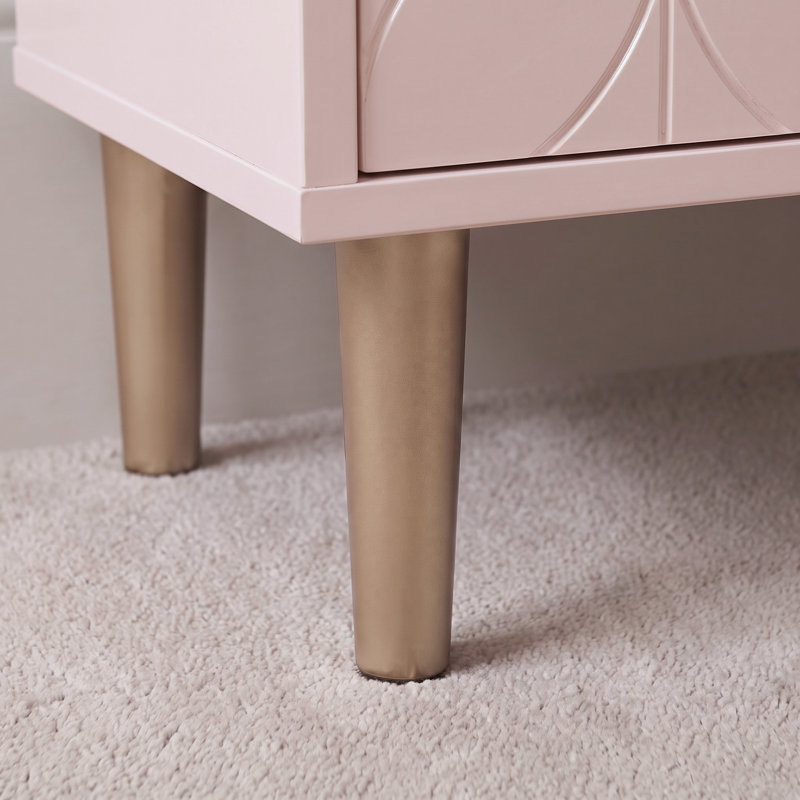 Adams Bedside Table, Pale Pink, Individual
