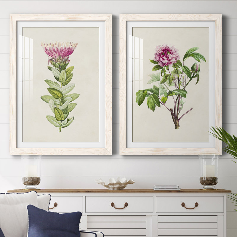 Pretty Pink Botanicals IV - Ensemble de 2 reproductions de cadres photo, H 31,5 po x l 47 po x P 1,5 po, Cadre blanc