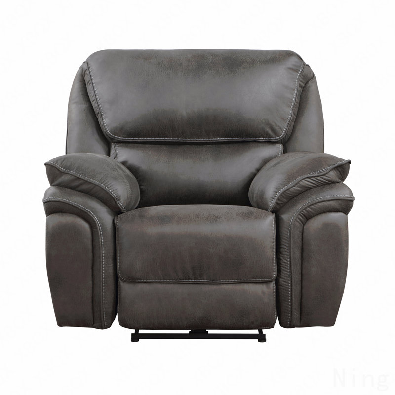 Gray Microfiber Power Recliner - Plush Modern Design, USB Port, Solid Wood Frame, Gray
