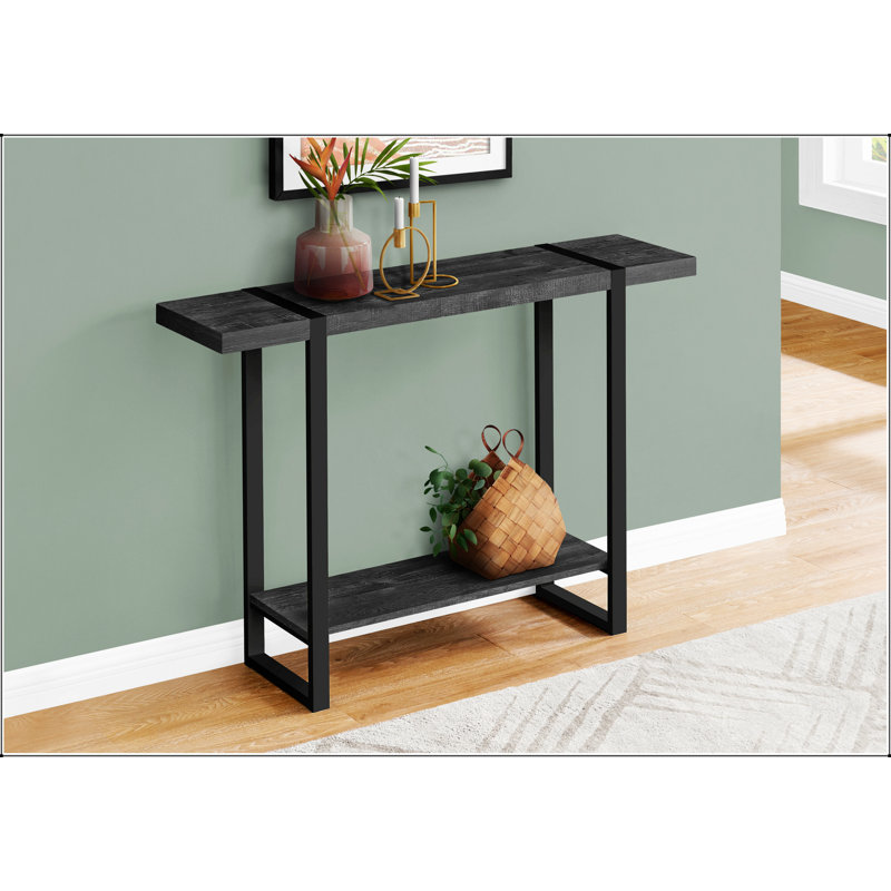 Table d'appoint, console, vestibule, étroit, canapé, stratifié noir, métal noir, contemporain, moderne