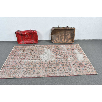 Vintage Turkish Oushak Rug With Faded Purple Design Ideal For Kitchen and Other Areas