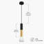 Luminaire suspendu cylindrique moderne noir et doré, douille GU10, cordon de suspension réglable, sans ampoule
