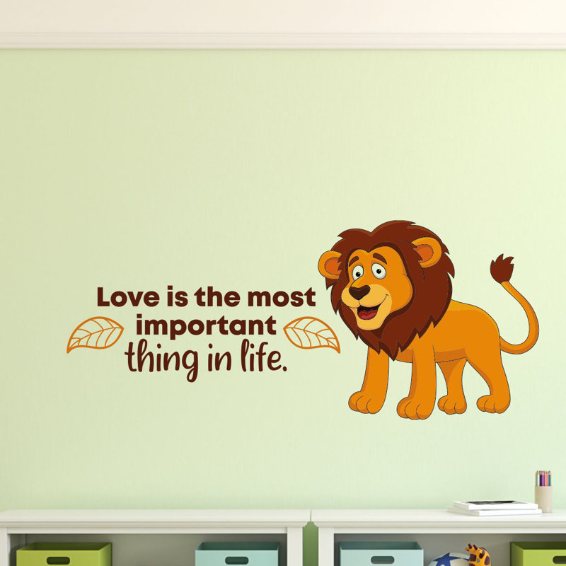 Décalcomanie murale en vinyle amour lion, H 20 po x l 40 po
