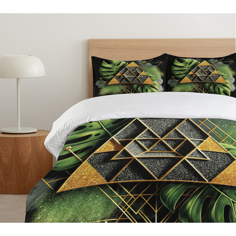 Monstera Duvet Cover, California King Duvet Cover + 2 Standard Shams