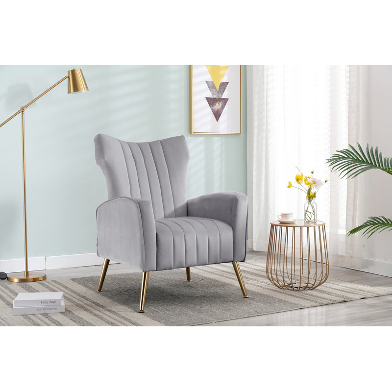 Jaban Velvet Armchair, Gray Velvet