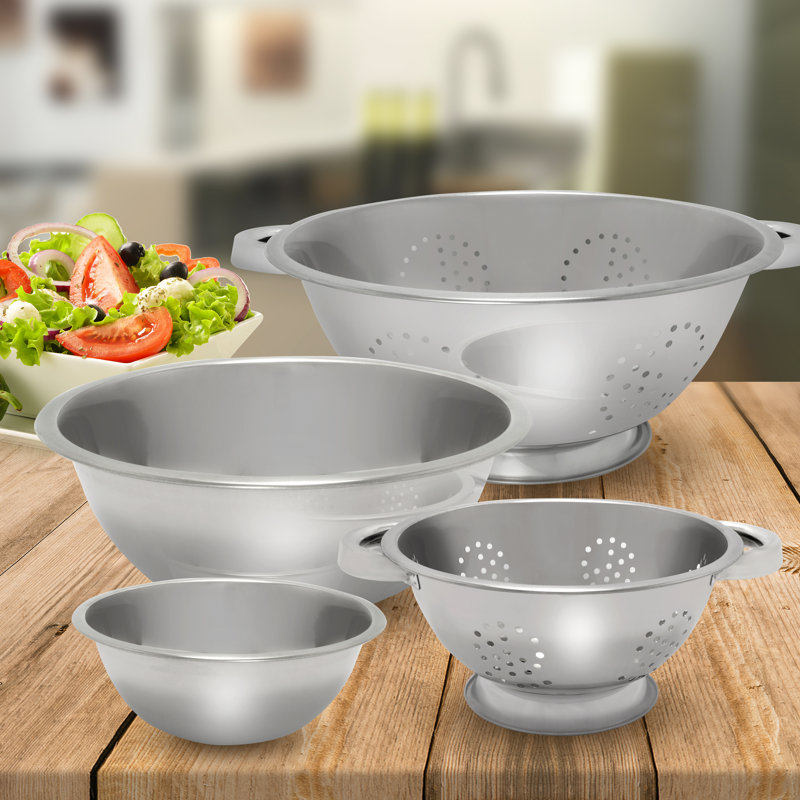 Stainless Steel Mixing Bowl and Colander Set with Copper Tint