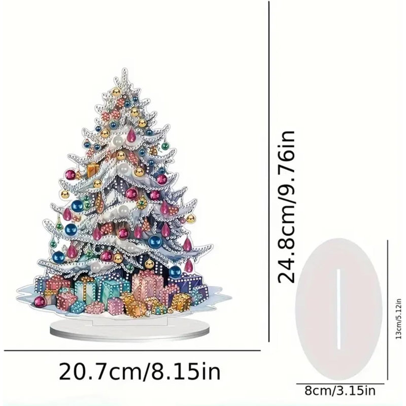 Anesti 5D DIY Christmas Tree with Presents Diamond Painting Kit Crystal Rhinestone Acrylic Table Top Decoration (Xmas Tree 1)