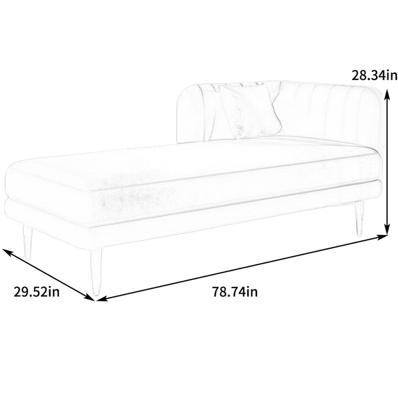 Chaise longue rembourrée Tione, Accoudoir à droite (vu de face), Beige