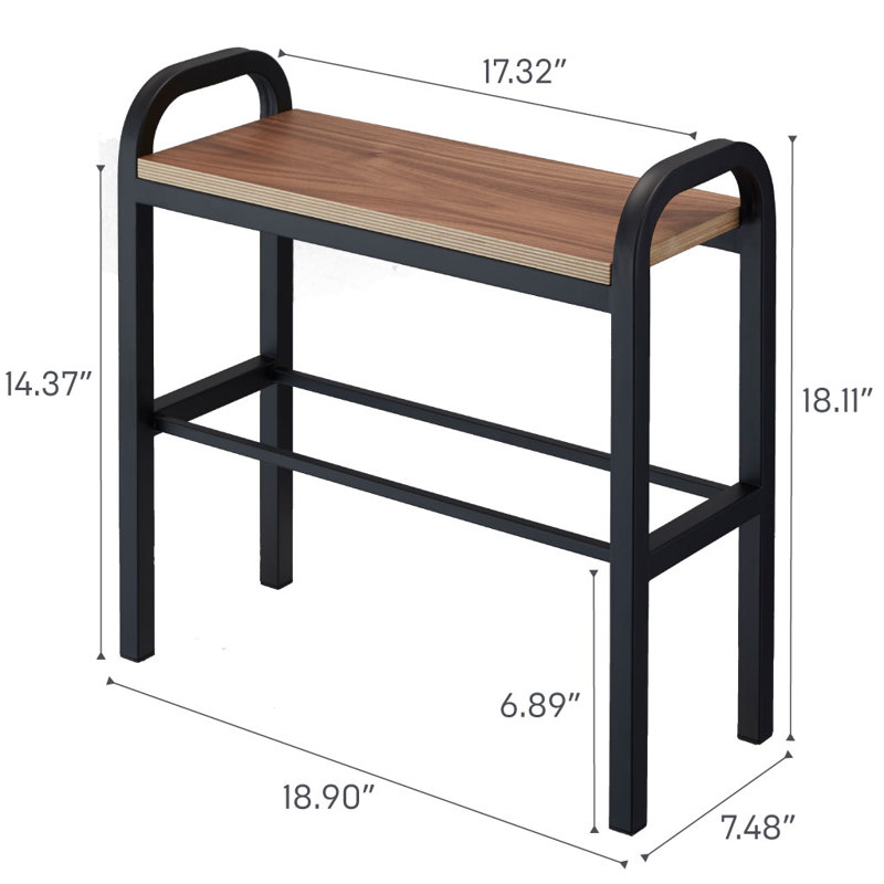 Black Metal and Wood Stackable Shoe Organizer Bench