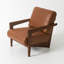 Fauteuil d'appoint en cuir véritable avec structure en chêne massif assemblée de 66 cm de large-782349375
