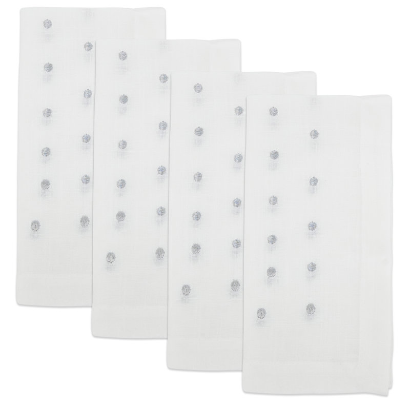 Aadhya Collection Polyester Polka Dots Square Napkin, Silver