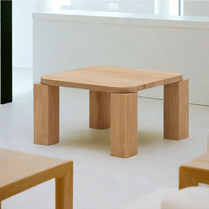 Table basse carrée en bois massif, H 14,17 po x L 23,62 po x l 23,62 po