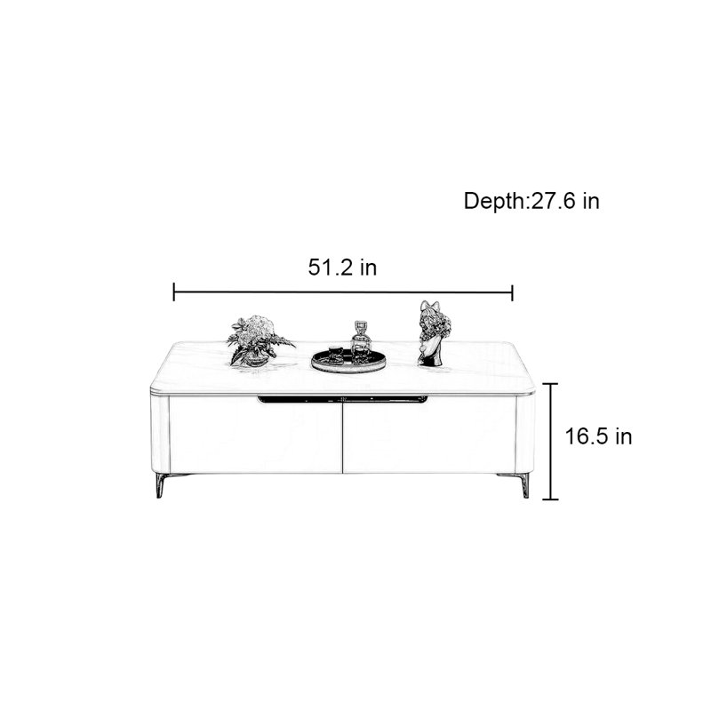 Table basse rectangulaire italienne en ardoise, H 16,5 po x L 51,2 po x l 27,6 po