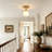 1-Light Modern Brushed Brass Semi Flush Mount Ceiling Light with Opal Glass Globe