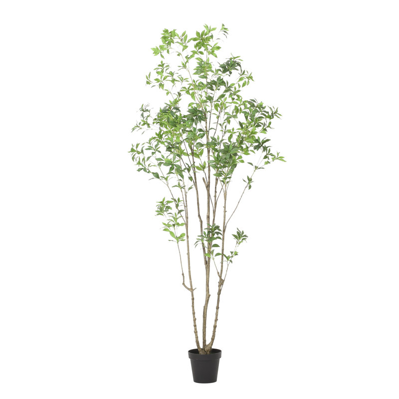 Pieris artificiel en éponge avec pot à fleurs blanc Terry, 95 po