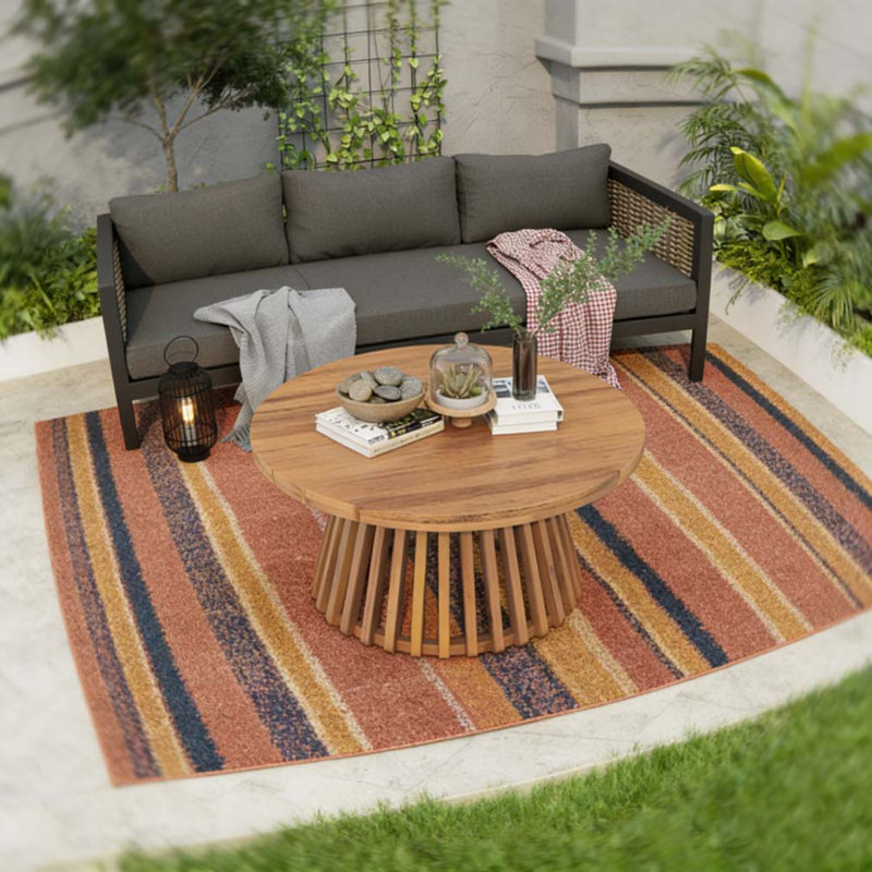 Wood Patio Coffee Table, Light Teak