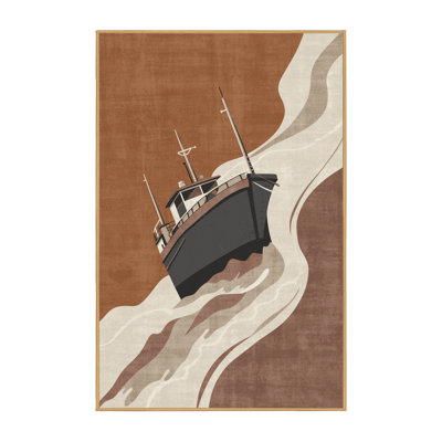 Tapis scandinave lavable à la machine Potts River Barge - brun clair