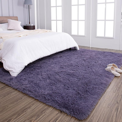 Super Soft Shaggy Rugs Fluffy Carpets, Indoor Modern Plush Area Rugs For Living Room Bedroom Kids Room Nursery Home Decor, Upgrade Anti-Skid Fuzzy Rug, Grey Purple