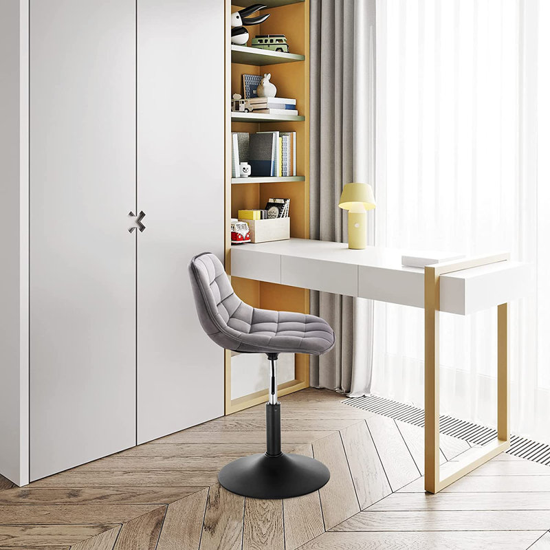 Suncrest Swivel Upholstered Adjustable Height Counter Stool with Metal Frame, Dark Grey