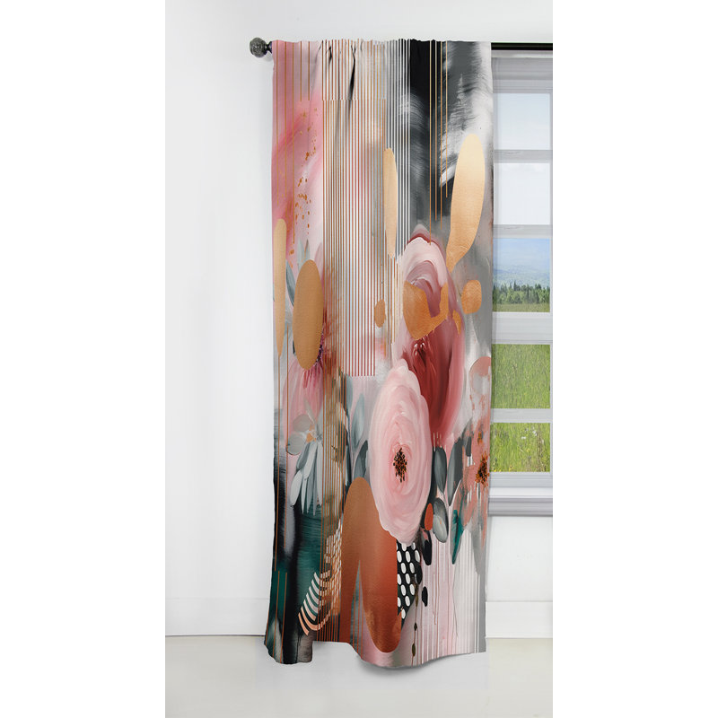 Kaidence - Rideau occultant floral abstrait - 1 panneau, L 52 po x L 108 po