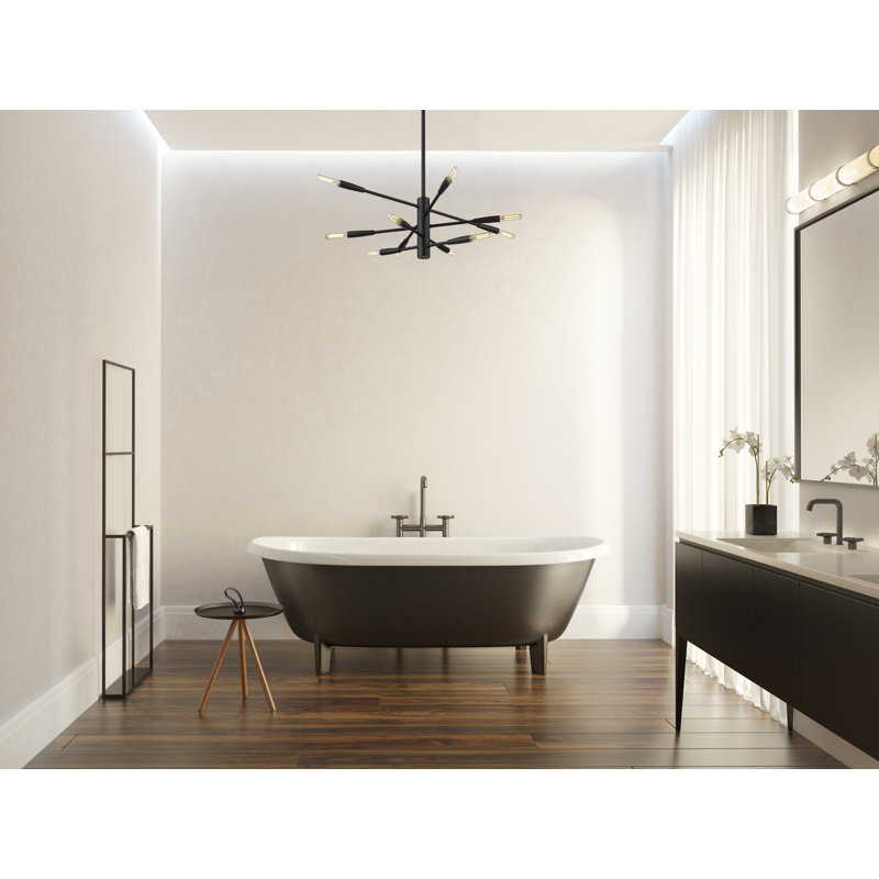 Stapleford 10 - Light Dimmable Sputnik Modern Linear Chandelier, Matte Black