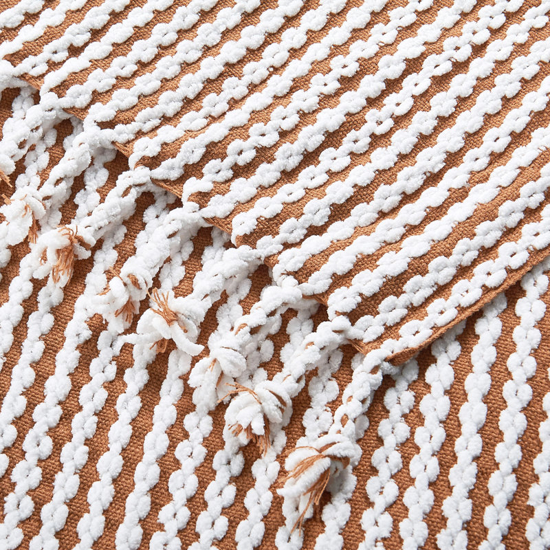 Chain Tweed Decorative Lightweight Knitted Throw, Chameau