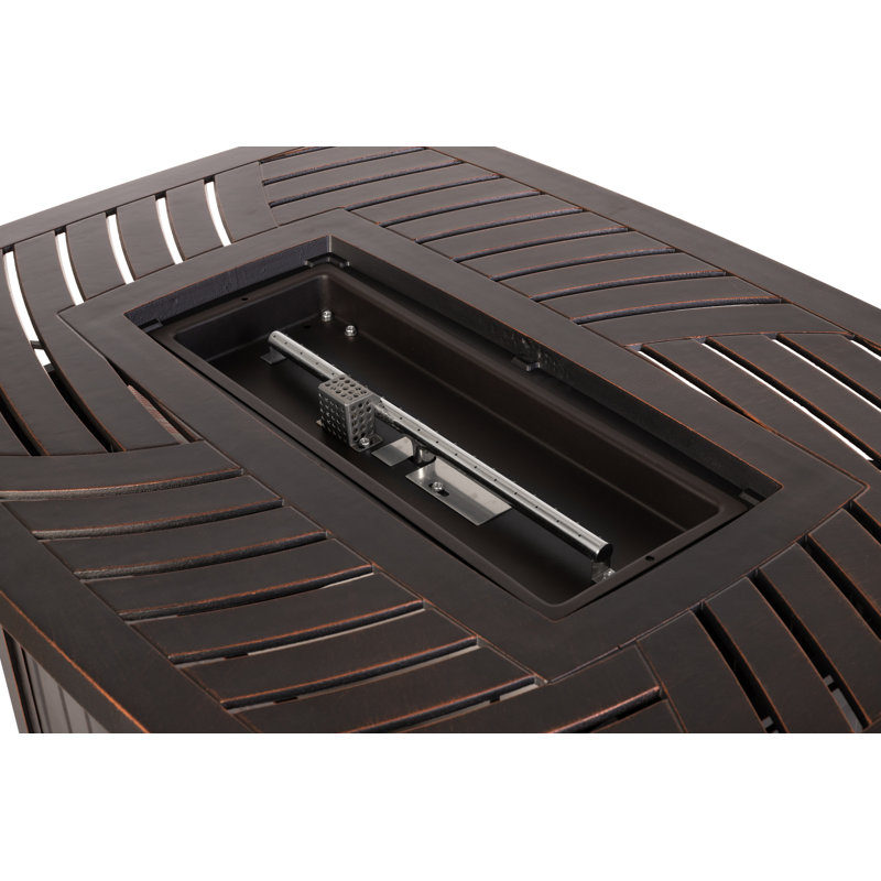 Bravos Antique Bronze Rectangular Aluminum Gas Fire Pit Table