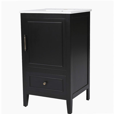 20" Bathroom Vanity with Sink, Bathroom Cabinet with A Door, Door Shelf Storage and Adiustable Foot Pads, A Drawer, Black