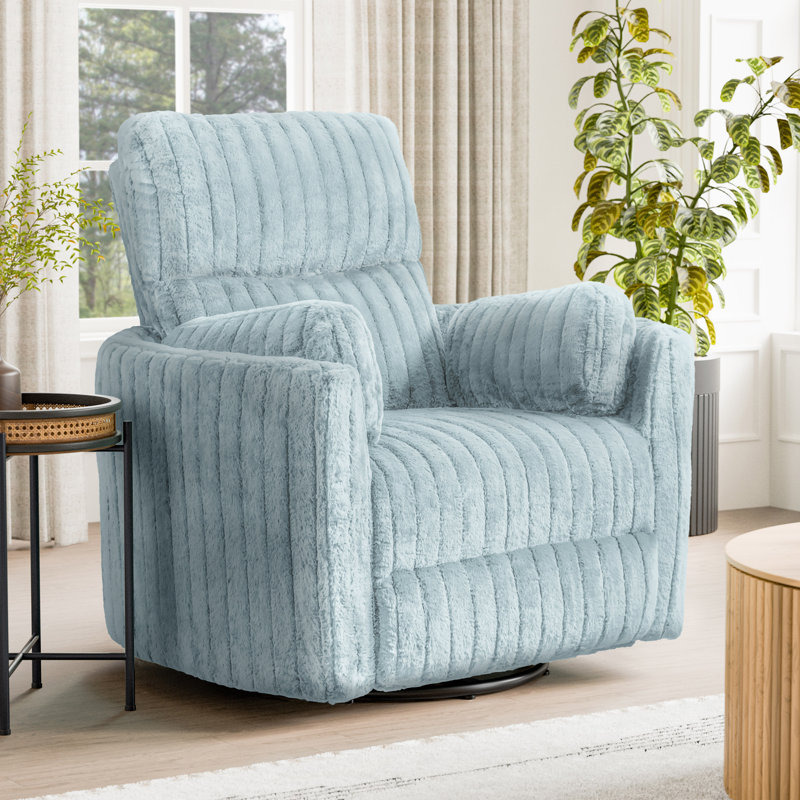Spinelli Chenille Power Swivel Glider Recliner, Blue