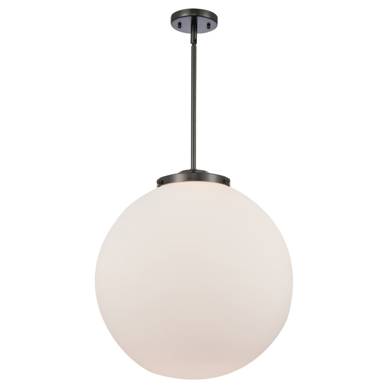Plafonnier suspendu à 1 lumière 18 "221-1S Franklin - Alfonsa - ampoule DEL - fini noir mat - abat-jour blanc mat Franklin