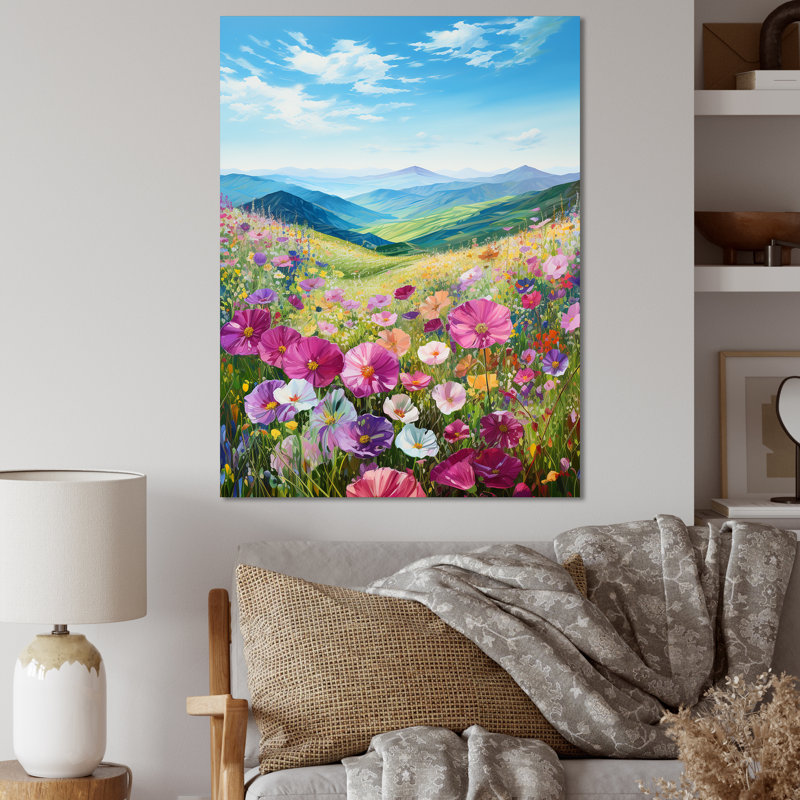 «Pansies Flowers In Mountain Country Side» sur toile, Toile tendue, H 20 po x l 12 po x P 1 po