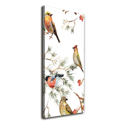 Birds And Conifers - Wrapped Canvas Print