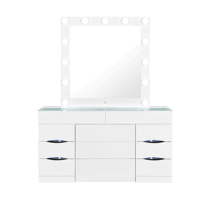White Vanity Set With Stool For Bedroom, White