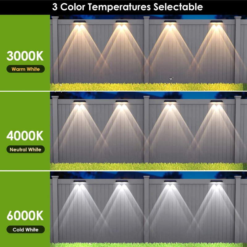 Solar Waterproof Fence Lights for Outside Set of 8, Backyard/Railing/Step/Patio