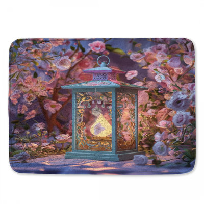 Tapis de bain floral avec lanterne et fleurs