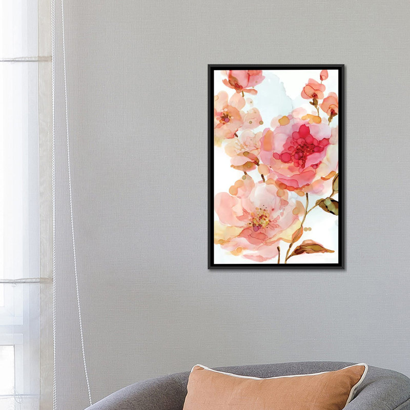 «Vivid Roses», reproduction sur toile, H 26 po x l 18 po x P 1,5 po, Toile avec cadre noir, Pas de tapis