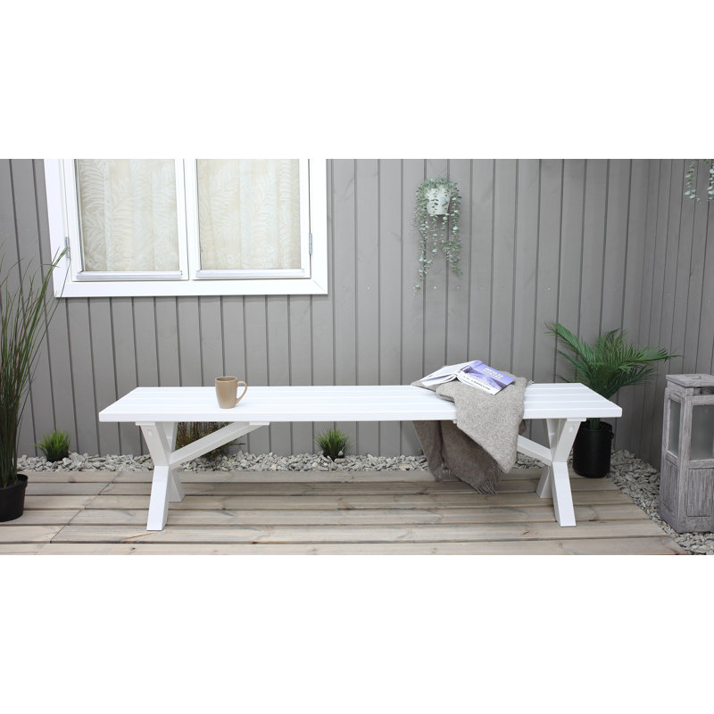Edgerton Solid Wood Pine Outdoor Bench, 44cm H x 180cm W x 39cm D, White